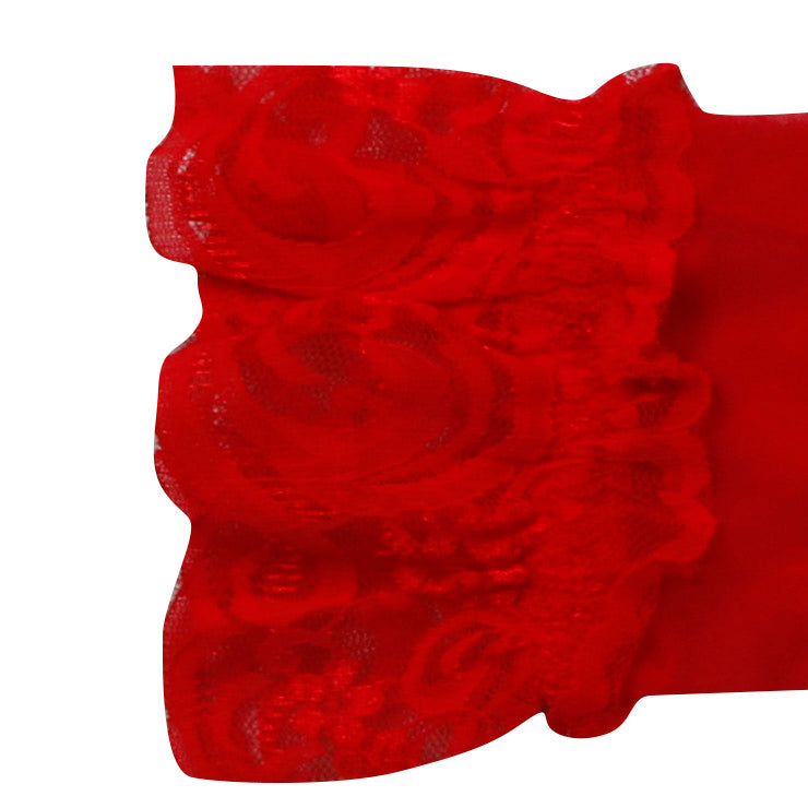 Killreal Women's Silicone Lace Top Sheer Thigh High Stockings Red