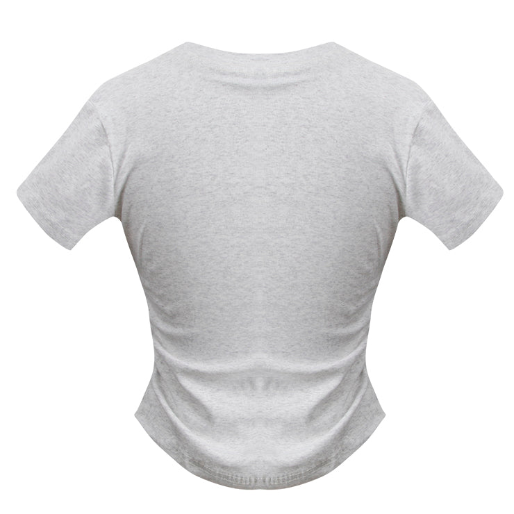 Killreal Women's Short Sleeve Tops Casual Round Neck Ribbed Knit Slim Fitted T-Shirts
