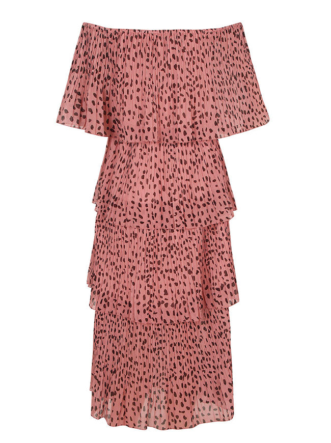 Ruffles Off-Shoulder Chiffon High Waist Party Layered Dress
