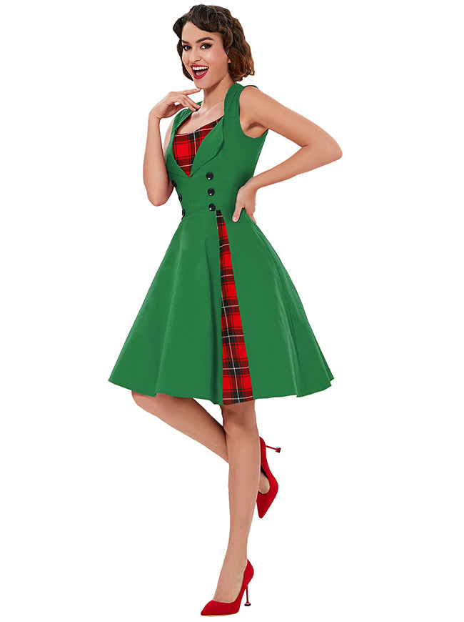 Retro Sleeveless Daily Tea Party Midi Spring Summer Ruffle Dresses for Women