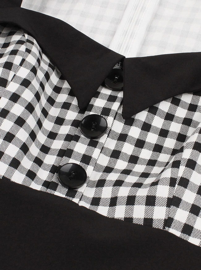 Sweetheart Neck A-Line Skater T-Shirt Casual Classic Plaid Decor Midi Dress Detail Dress