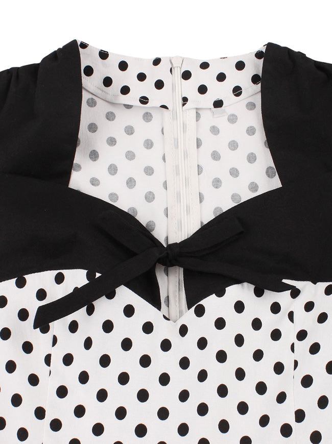 Sleeveless Vintage Cocktail Party Polka Dot Swing Dress