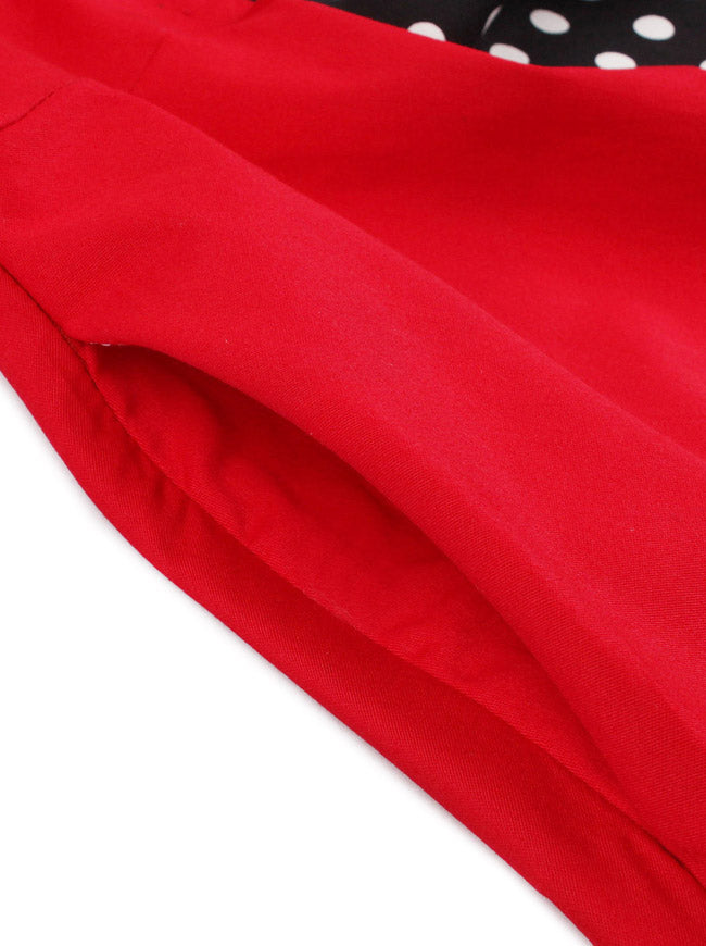 Fashion Women Red Dresses Cotton Elegant 1960S Tea Party Rockabilly Dresses for Women Detail View