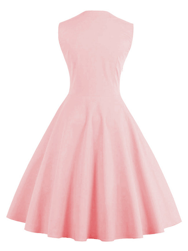 Vintage Rockabilly Floral Print Sleeveless Cocktail Party Dress