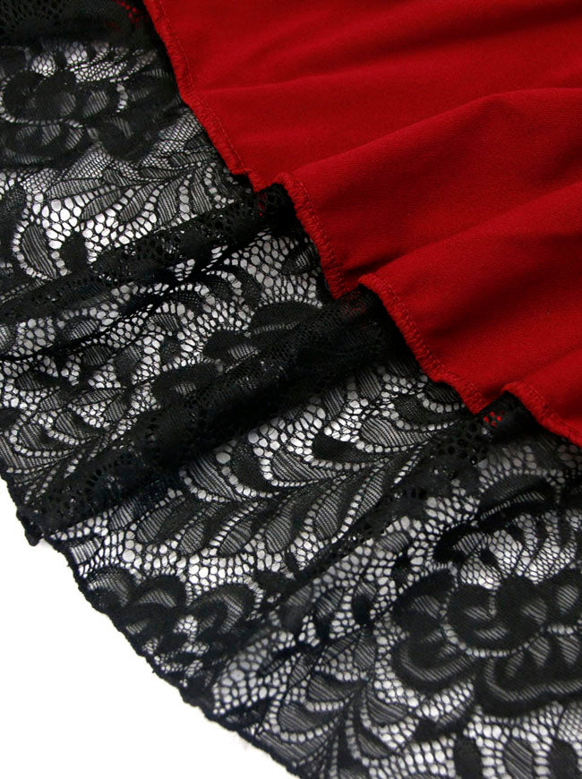 Steampunk Victorian Gothic Lace Trim High Low Ruffled Skirt
