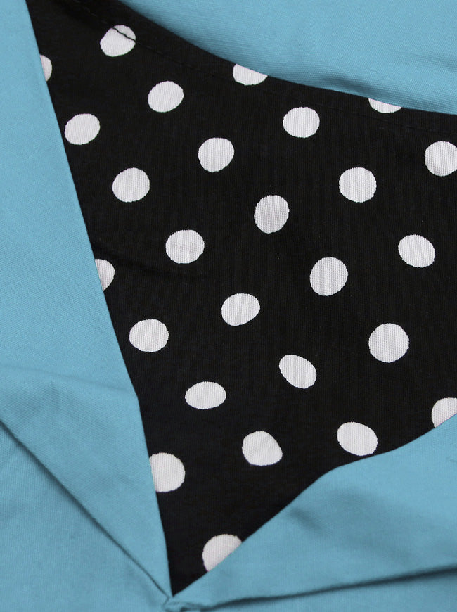 Sleeveless Rockabilly Casual Vintage Party Cocktail Dress with Polka Dot Patchwork