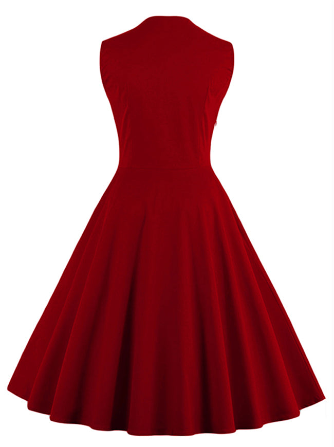 Vintage Floral Print Sleeveless Casual Rockabilly Cocktail Dress
