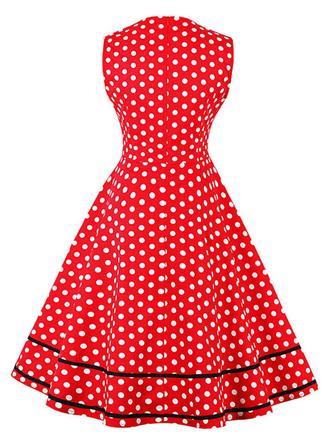 Sleeveless Christmas Party Polka Dot Cocktail Dress for Holiday