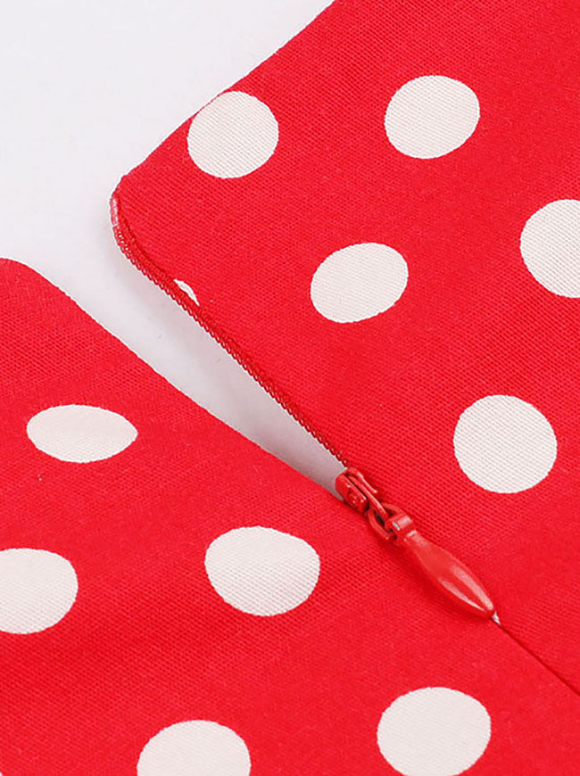 Sleeveless Christmas Party Polka Dot Cocktail Dress for Holiday