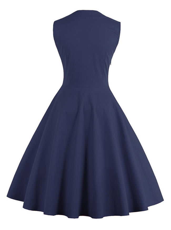 Sexy A-Line Sleeveless Casual Cocktail Vintage Dress with Polka Dot Print
