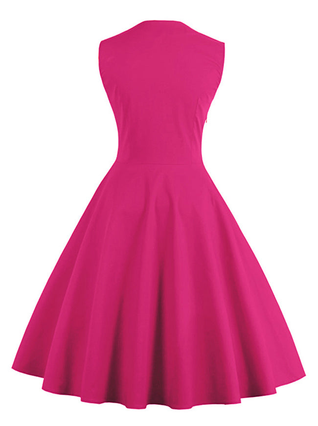 Elegant Sleeveless Polka Dot Print Vintage Bridesmaid Dress