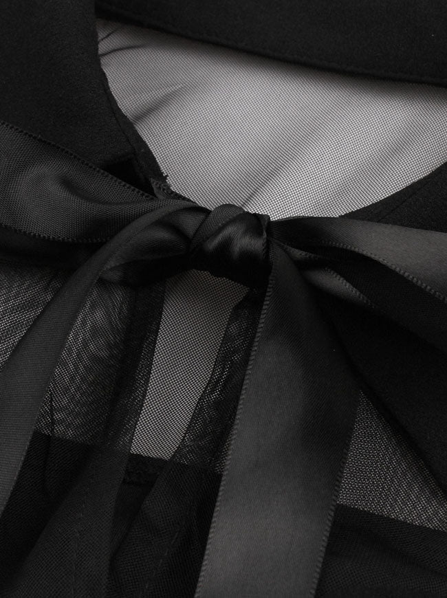 Womens Fashion Turn Down Collar Evening Dating Dress with Bow-Knot Detail View