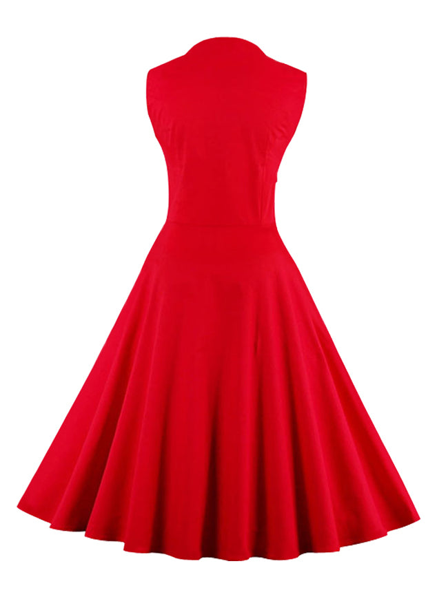 Casual Vintage Polka Dot Print Bowknot Cocktail Party Dress