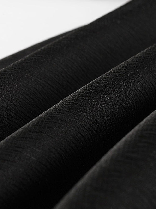 1950s Style Black A-Line Flare Pleated Formal Party Dating Tea Length Dress Detail View