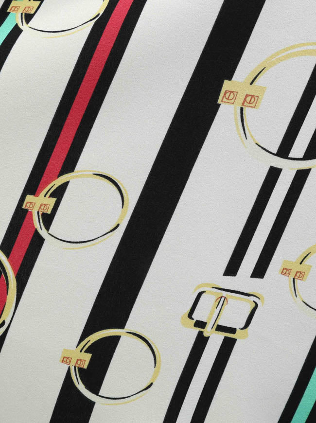 1950s Vintage Stripe Short Sleeve Pleated Swing Dress
