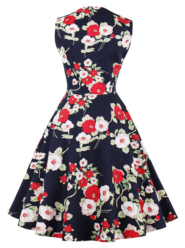 Retro Style Cocktail Party Vintage Floral Bridesmaid Dress