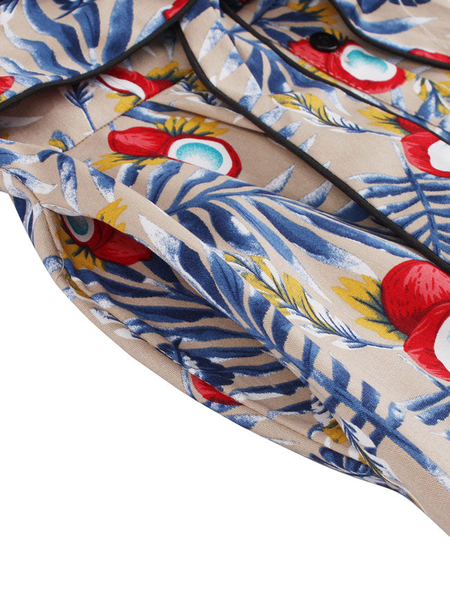 Vintage Printed Wedding Guest Fit and Flared Cocktail Rockabilly Going Out Dress Detail View