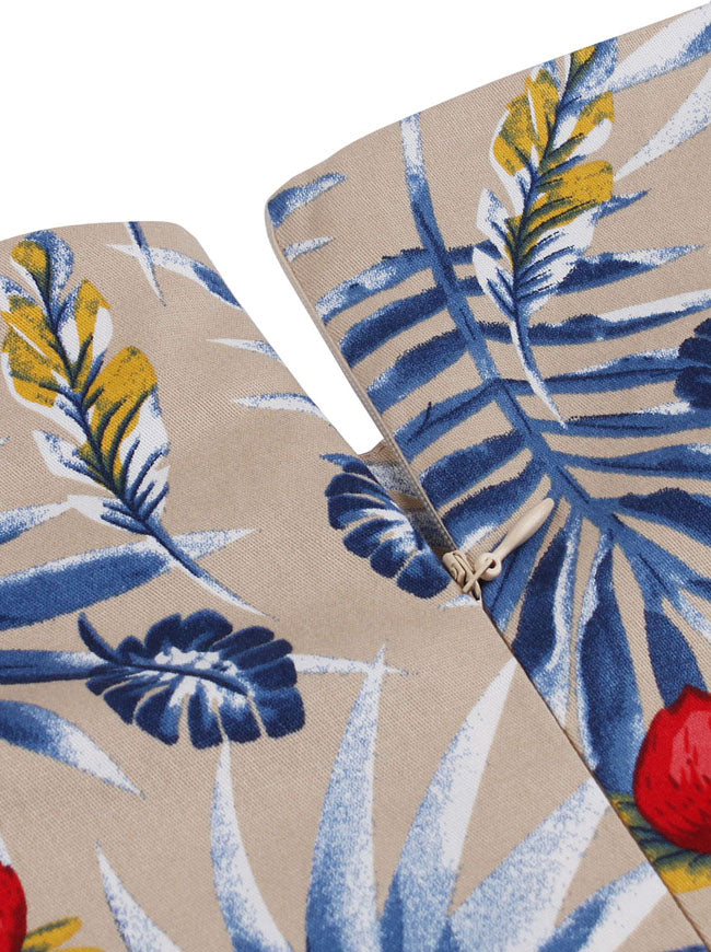 Blue and Red Pale Yellow Sleeveless Cotton Sundresses High Waist Dress Detail View