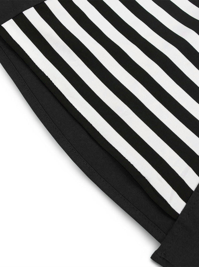 Half Sleeved Elegant Striped Business Casual Cocktail Dress