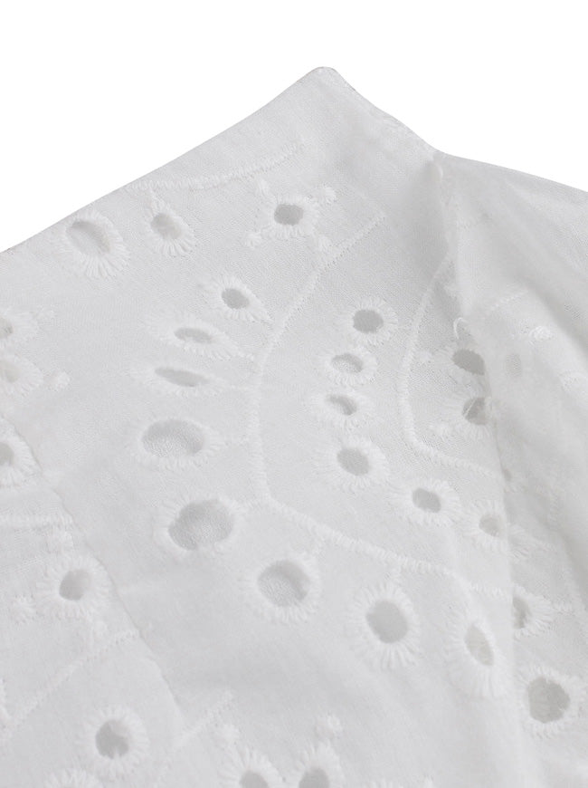 White Lace Hollow Out Work Women Business Work Office Wrap Mini Skirt Detail View