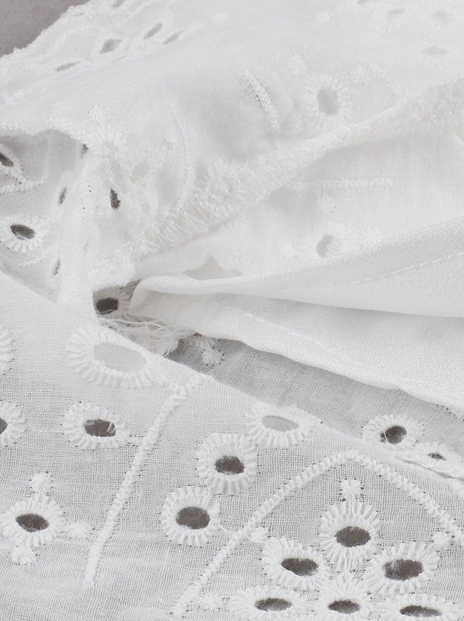 White Lace Hollow Out Work Work Going Out Skirt Detail View