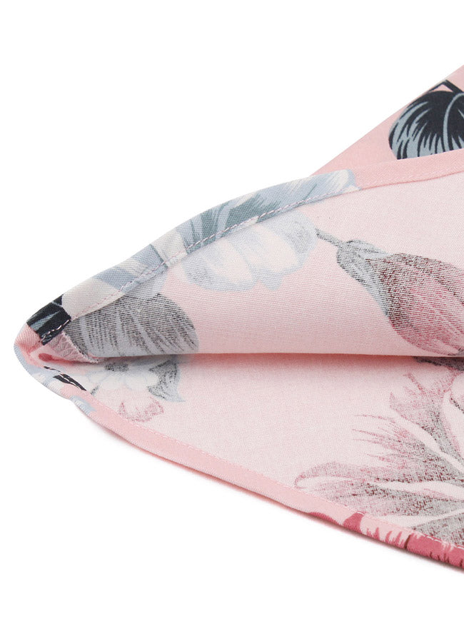 Pink Dating Evening Casual Rockabilly Sleeveless Pocket Floral Print Audrey Style Dress Detail View
