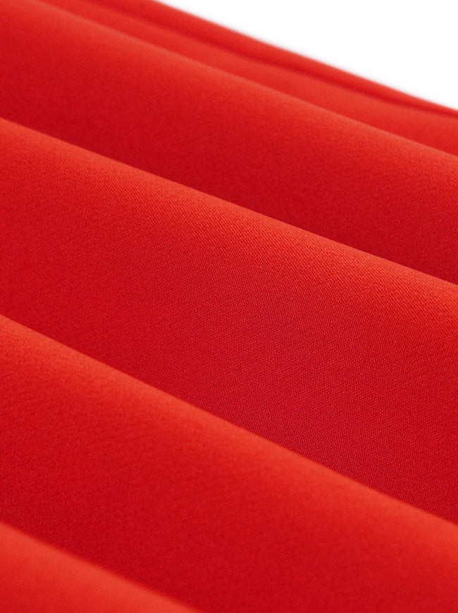 Red Pleated Bridesmaid Vintage Spring Summer Casual A-line Swing Dress Detail View