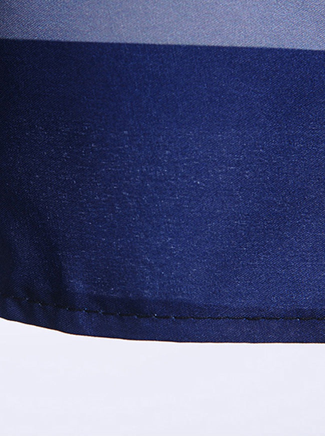Blue Vintage Style Round Neck Pin Up Style Knee Length Evening Dating Dress for Women Detail View