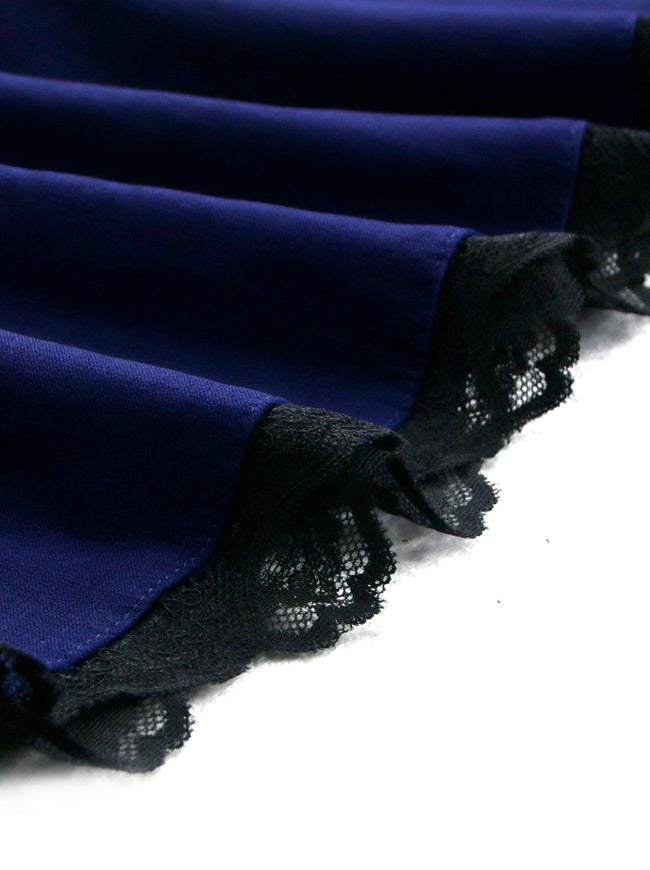 Retro Style Fit and Flared Pinup Clothing Short Sleeves Semi Formal Dress Detail View