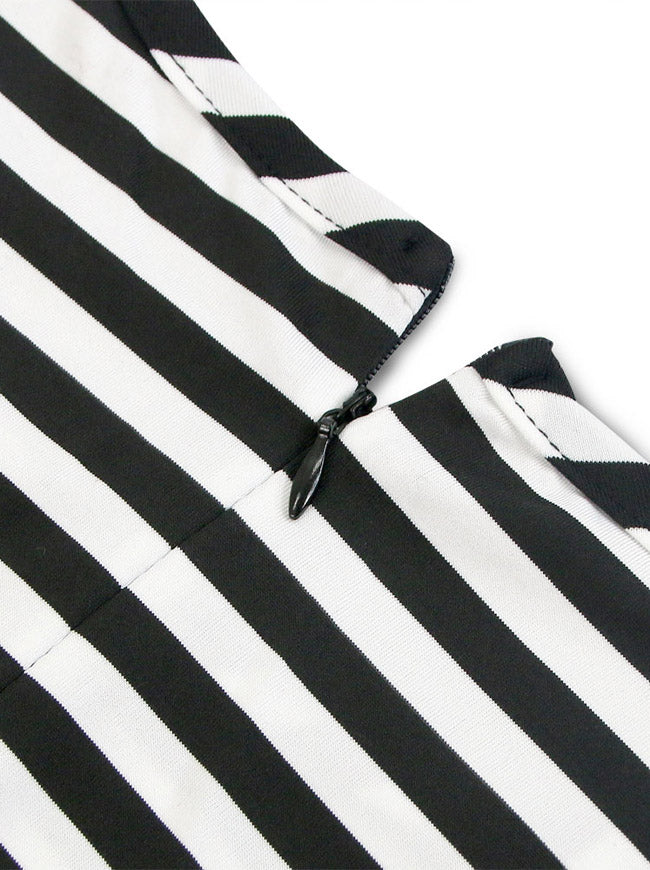 1950's Vintage Striped Business Casual Dress with Half Sleeves