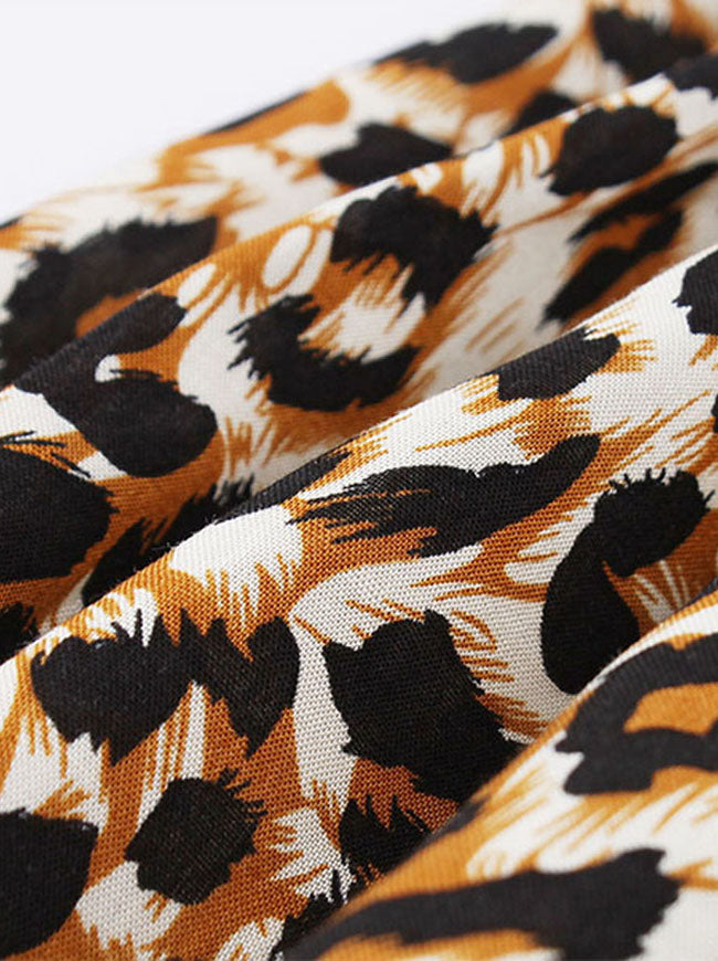 Cotton Women Vintage Retro 1950s Print Wear to Work Casual Cocktail Dress Detail View