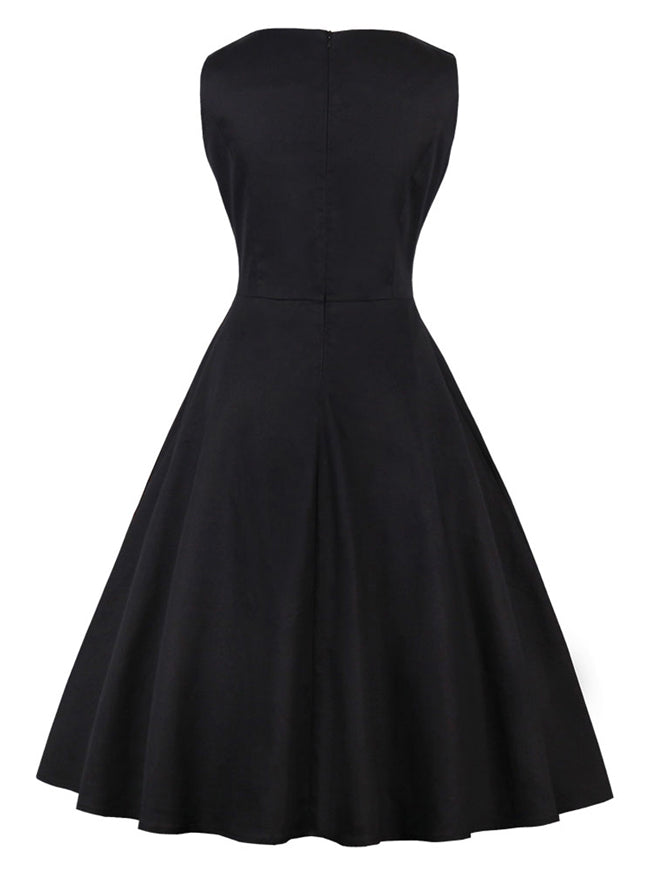 Sleeveless 50s Flamingo Embroidery Vintage Cocktail Dress