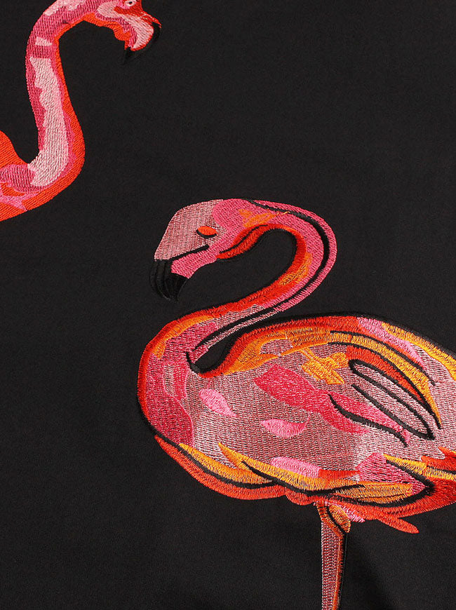 Sleeveless 50s Flamingo Embroidery Vintage Cocktail Dress