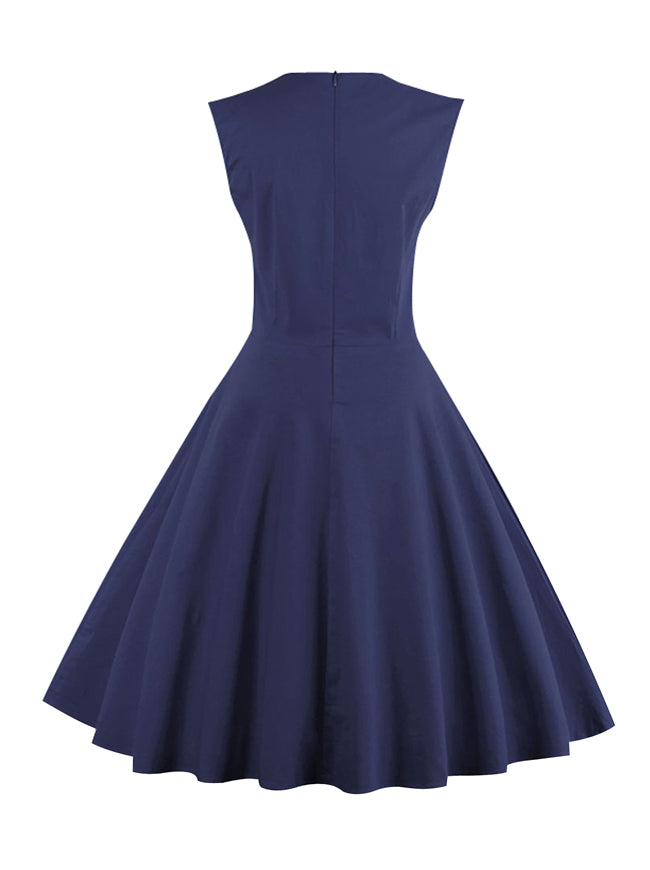 Sexy Polka Dot Patchwork Rockabilly Business Casual A-Line Dress
