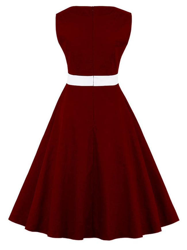 Sleeveless 1950s Vintage Cocktail Party Patchwork Retro Dress