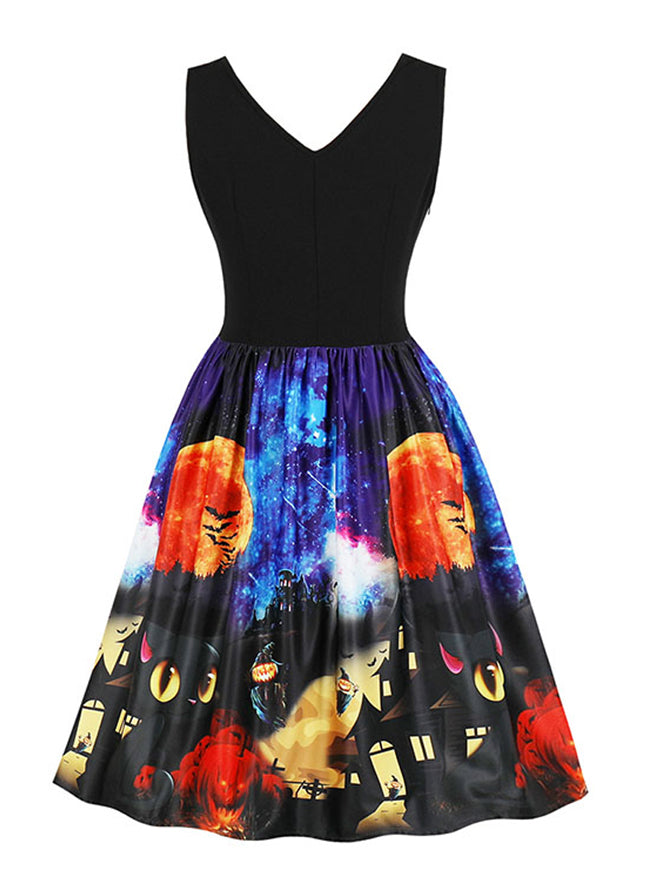 Vintage Sleeveless A-line Halloween Holiday Dress