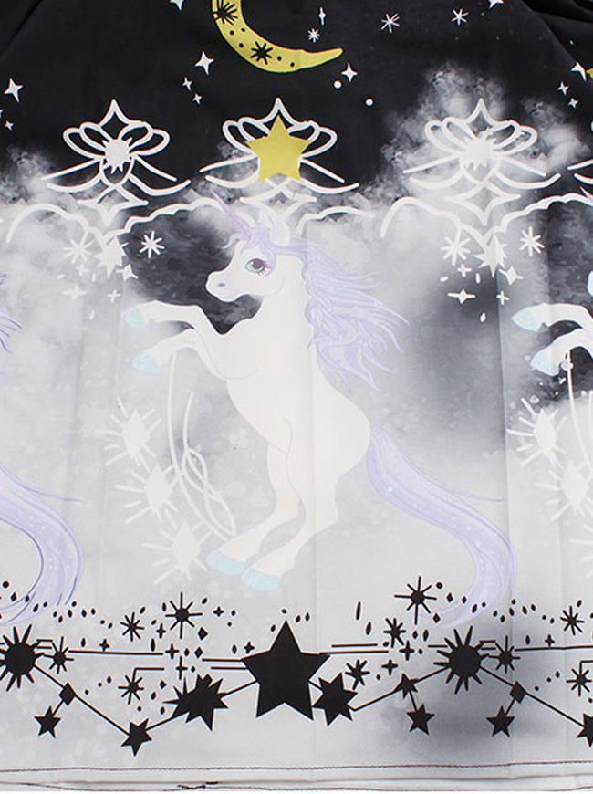 Vintage Holiday Stars Pattern Printed Square Neck Swing Tea Dress for Women Detail View