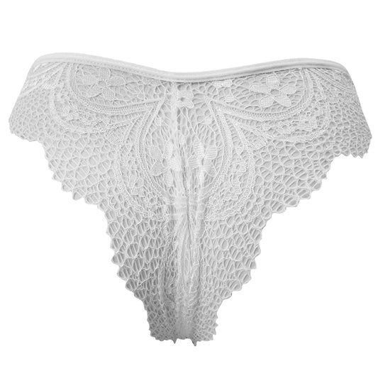 Killreal Women' s String Criss Cross Underwear Lace Hollow Out Cheeky Panties White