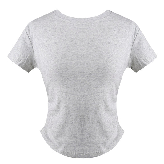 Killreal Women's Short Sleeve Tops Casual Round Neck Ribbed Knit Slim Fitted T-Shirts
