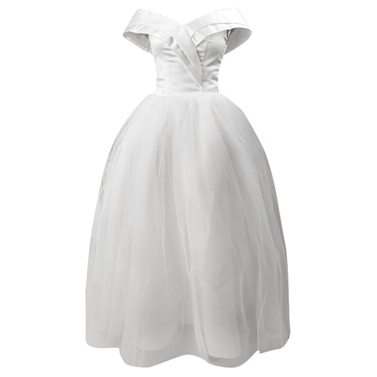 Killreal Women's Off Shoulder Ruffle Organza Crystal Mermaid Wedding Dresses for Bride White