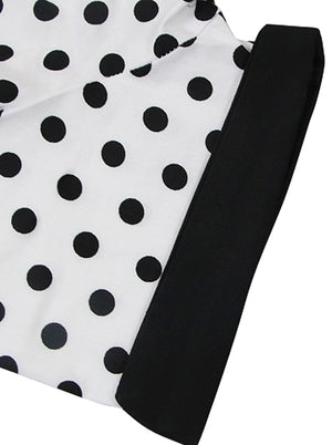 Elegant Vintage High Quality Casual Women Polka Dot Printed Casual Tea Party Knee Length A-Line Dress Detail View