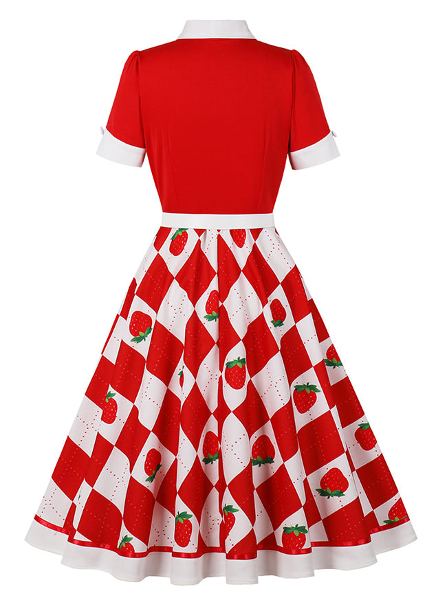 Women Midi A-Line Dresses Vintage 50s Style Detail View