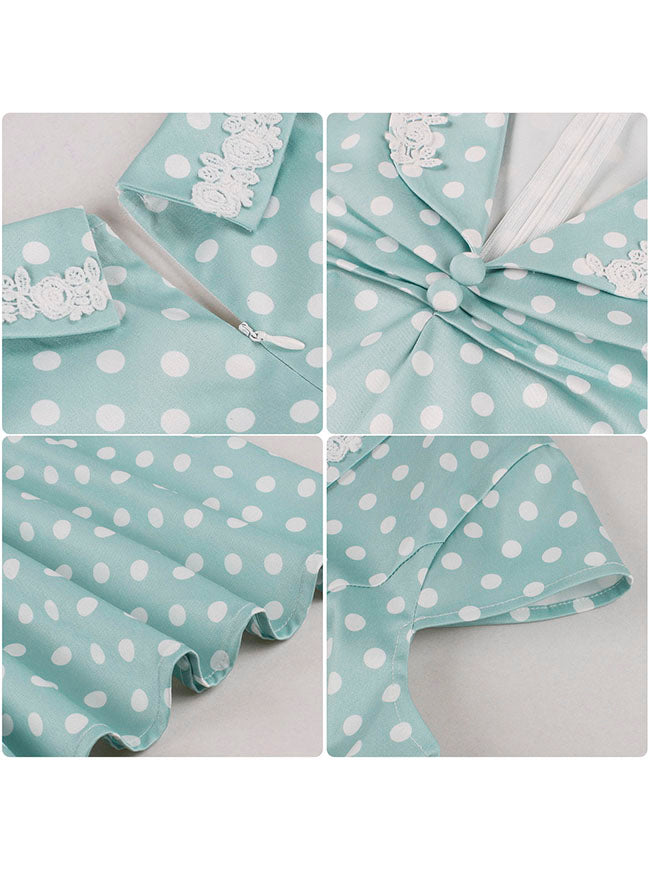 Elegant Wedding Guest Dresses for Women Polka Dot Detail View