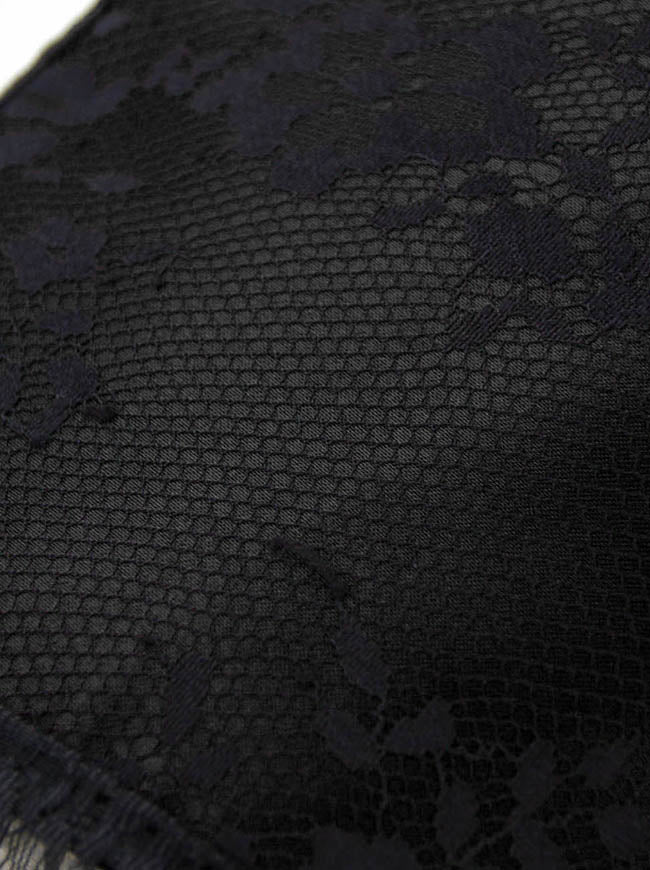 Black Steampunk Off Shoulder Long Sleeve Wedding Party High Low Skirt Set for Women Detail View