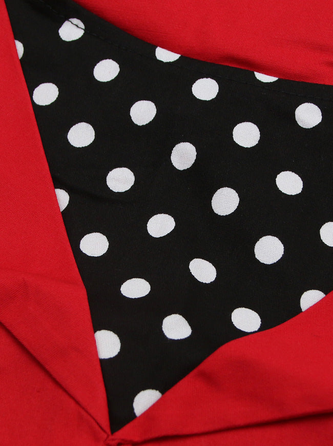 Plus Size 50s Vintage Evening Cocktail Cheap Pin Up Style Red Pinup Girl Retro Dress Detail View
