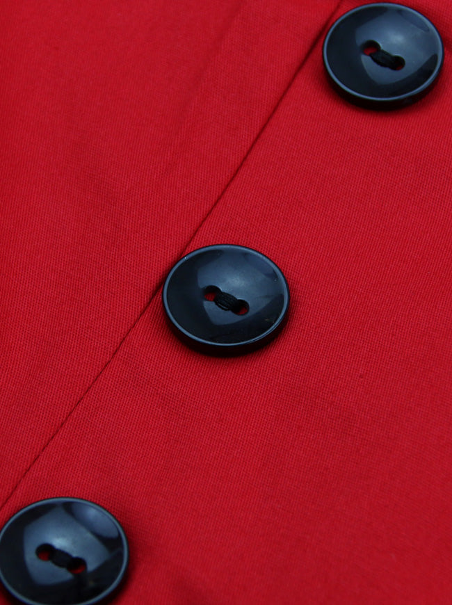 Red Cheap Semi Formal Evening A Line Vintage 50s Polka Dot Bridesmaid Dress Detail View