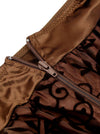 Women's Vintage Gothic Victorian Medieval Steampunk Costume Brown Leaf Print High Low Skater Skirt Detail View