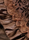 Elegant High Waist Lace Floral Trim Burlesque Satin Ruffles High-Low Dancing Party Skirt Detail View