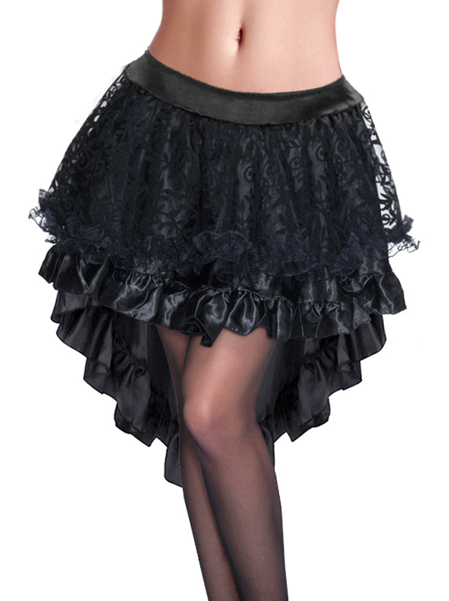 Steampunk Gothic Style High Low Ruffle Layered Skirt Model Show