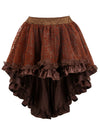 Fashion Vintage Steampunk Asymmetrical High Low Skirt with Lace Trim Main View